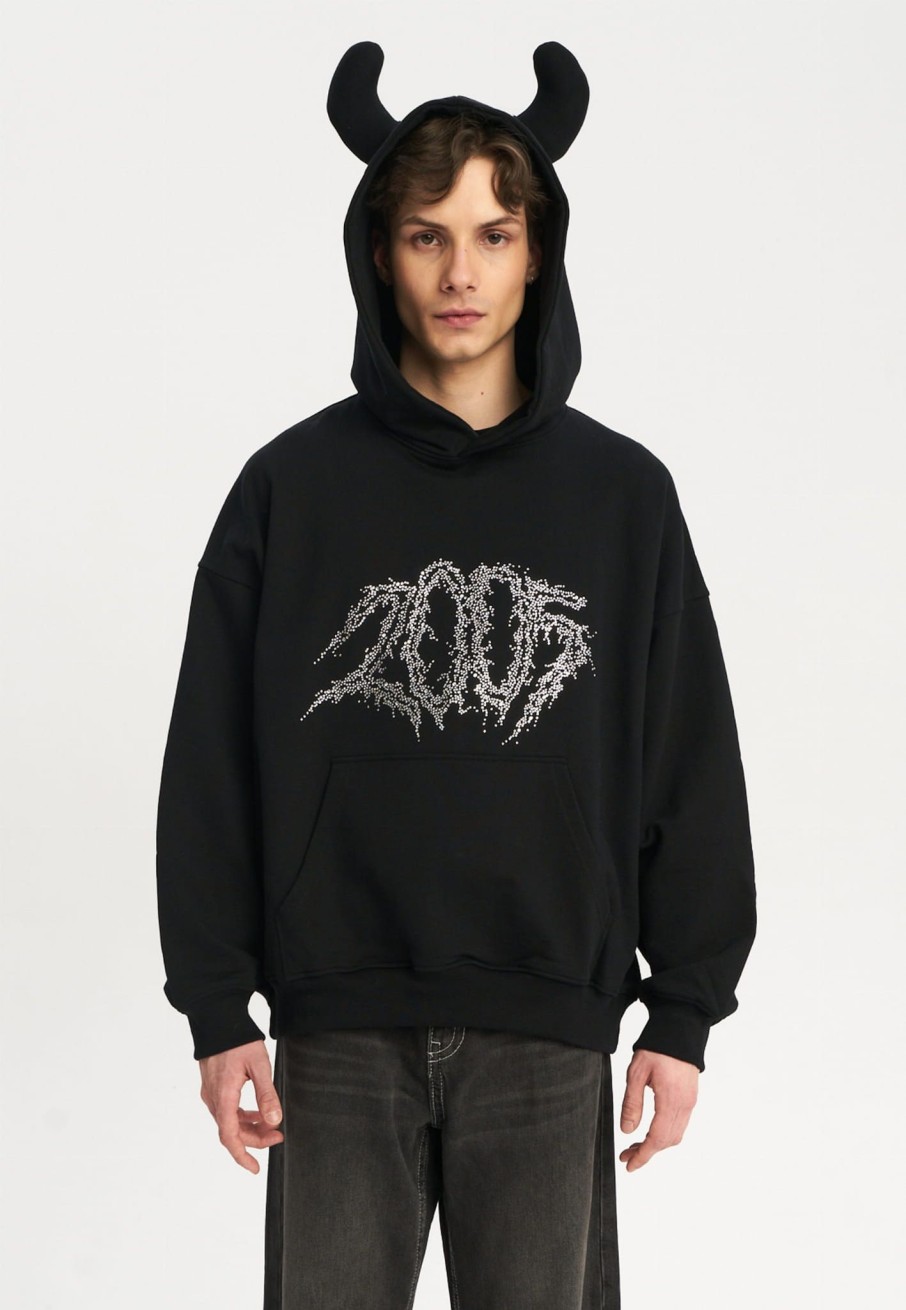 Bluzy 2005 | Metal Horned Hoodie (Black)