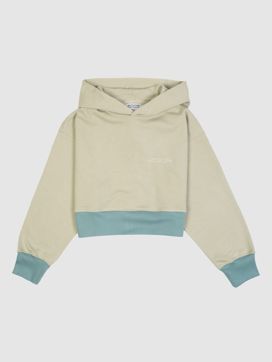 Bluzy 2005 | Uniform Cropped Hoodie (Olive-Mint)