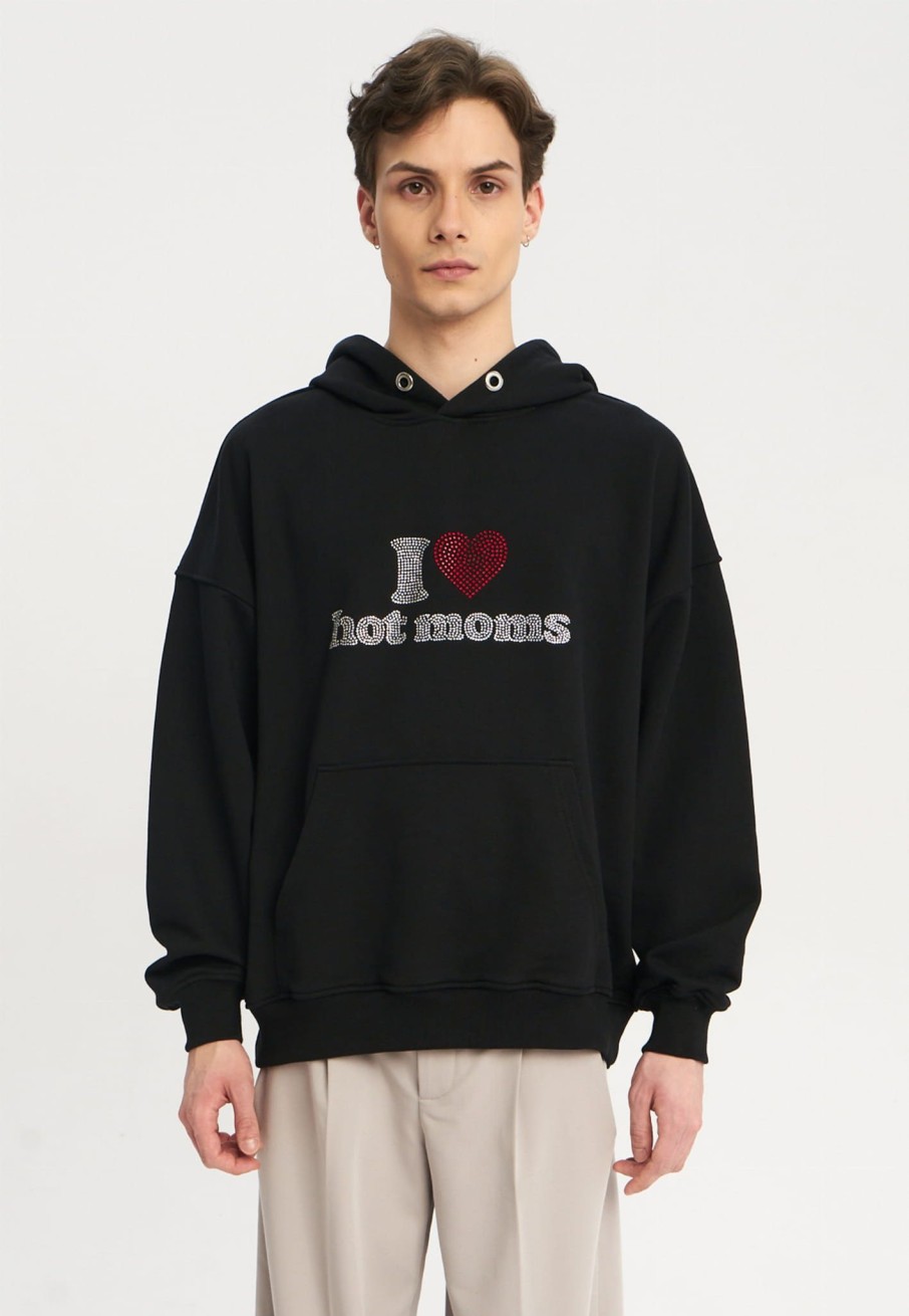 Bluzy 2005 | I <3 Hot Moms Hoodie (Black)