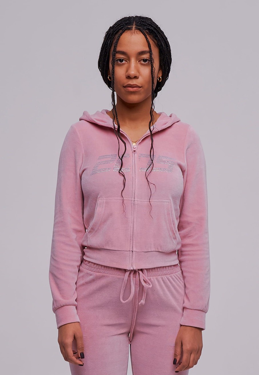 Bluzy 2005 | Velour Zip Hoodie (Pink)