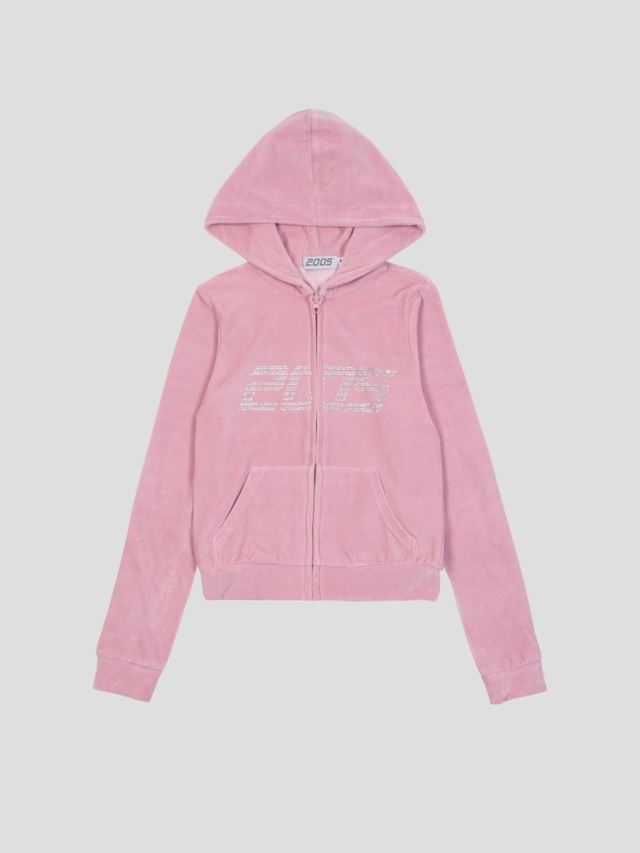 Bluzy 2005 | Velour Zip Hoodie (Pink)