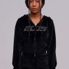 Bluzy 2005 | Velour Zip Hoodie (Black)