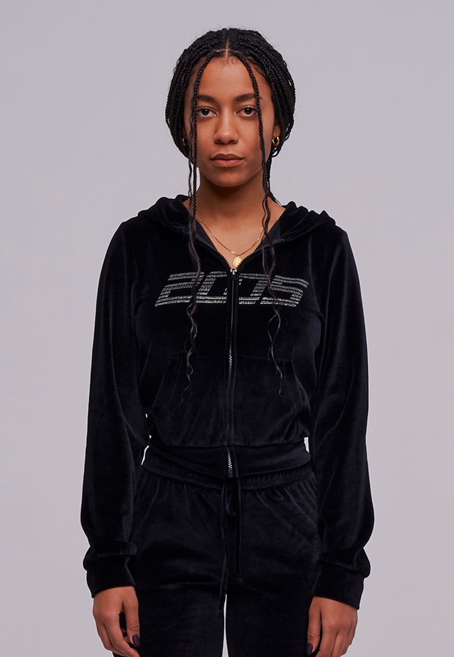 Bluzy 2005 | Velour Zip Hoodie (Black)