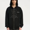 Bluzy 2005 | Studded Horned Lucy Zip Hoodie (Black)