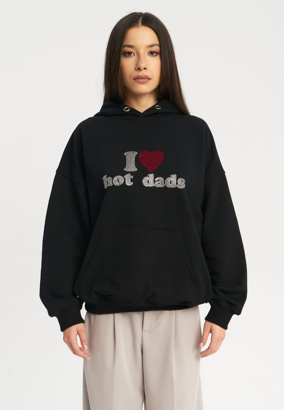 Bluzy 2005 | I <3 Hot Dads Hoodie (Black)