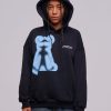 Bluzy 2005 | Airbrushed Horned Lucy Hoodie (Black & Blue)