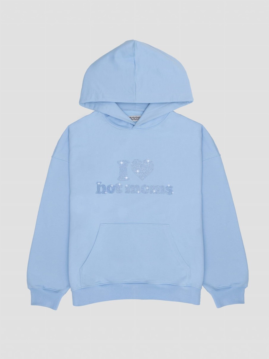 Bluzy 2005 | I <3 Hot Moms Hoodie (Tonal Baby Blue)