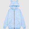 Bluzy 2005 | Studded Horned Lucy Zip Hoodie (Baby Blue)