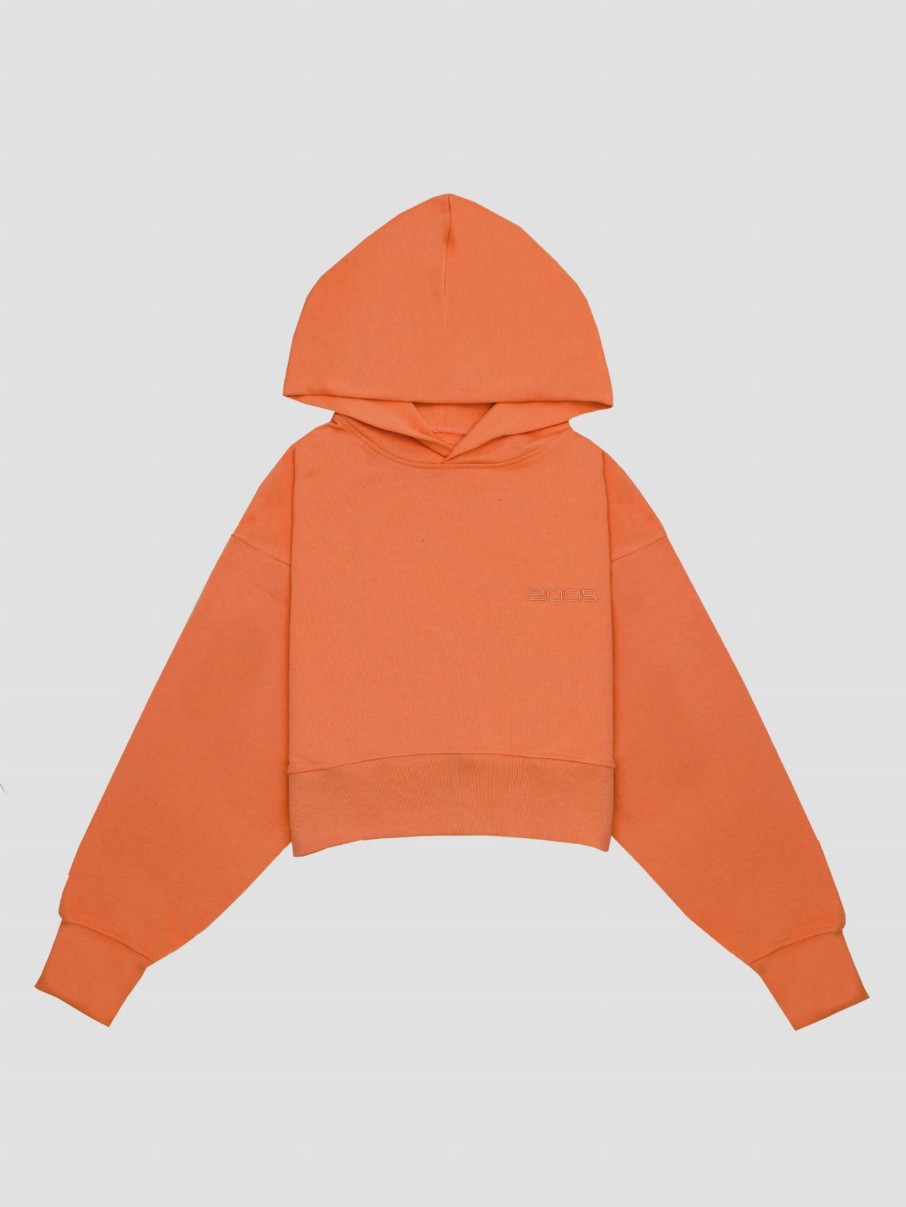 Bluzy 2005 | Uniform Cropped Hoodie (Tangerine Orange)