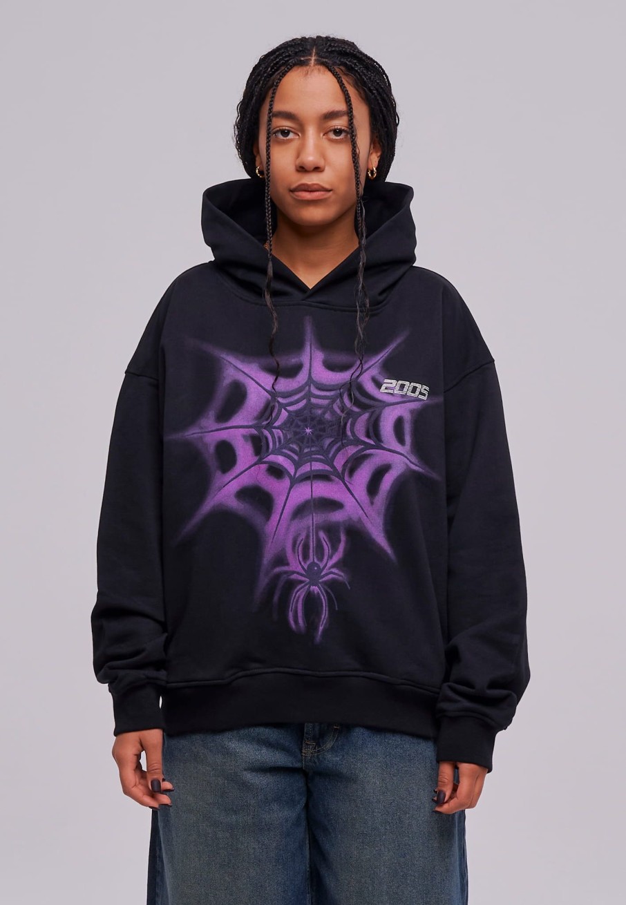 Bluzy 2005 | Airbrushed Web Hoodie (Black)