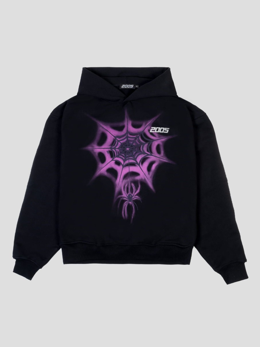 Bluzy 2005 | Airbrushed Web Hoodie (Black)